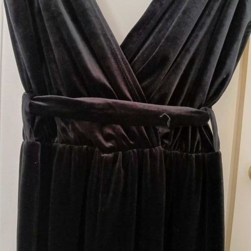 Women's black velvet jumpsuit, size S