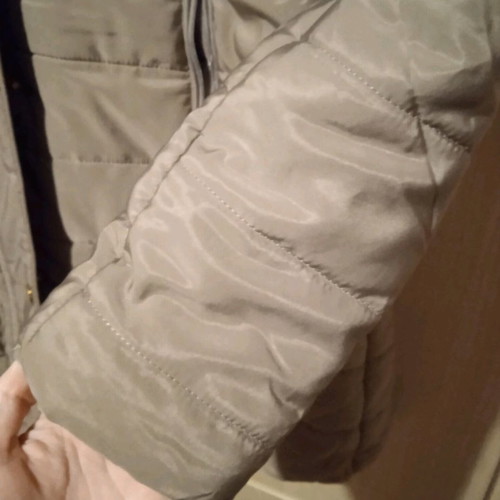 Jacket new, size XL, dark beige with removable hood and fur