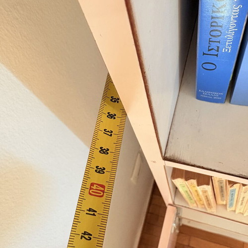 Two white bookcases with cupboard, 85cm width