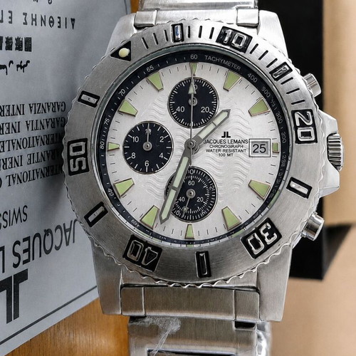 Jacques Lemans Liverpool Chronograph men's watch, white and blue