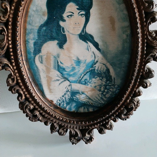 Gypsum frame used, solid carved, dimensions 47×36 cm