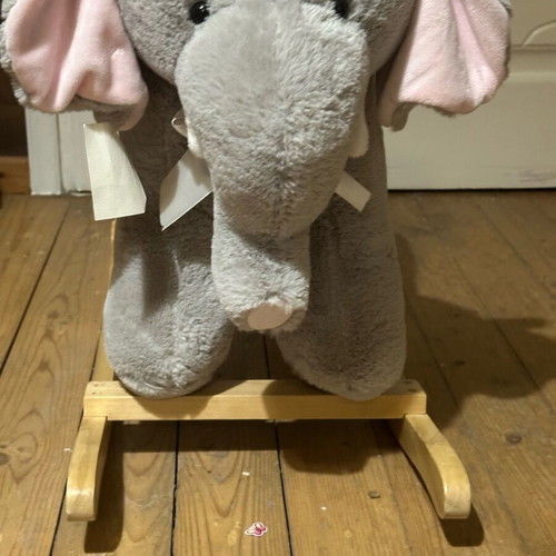 Rocking elephant toy new with tag, gray with pink details
