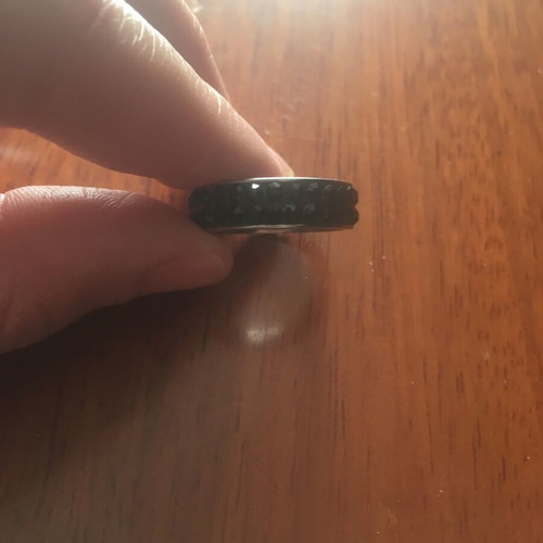 Ring faux black with rhinestones used