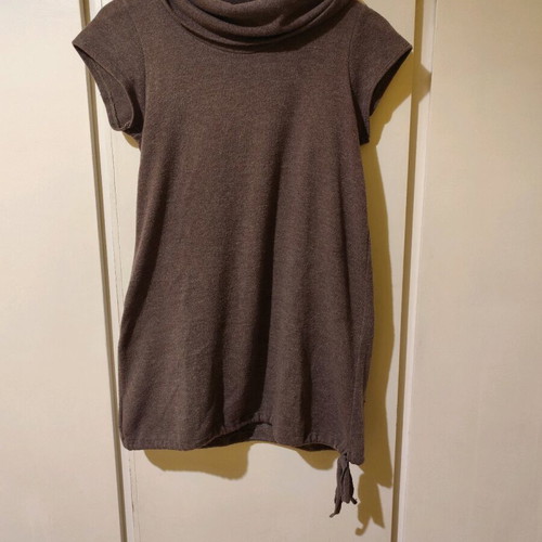 Brown short-sleeve blouse dress Large like new