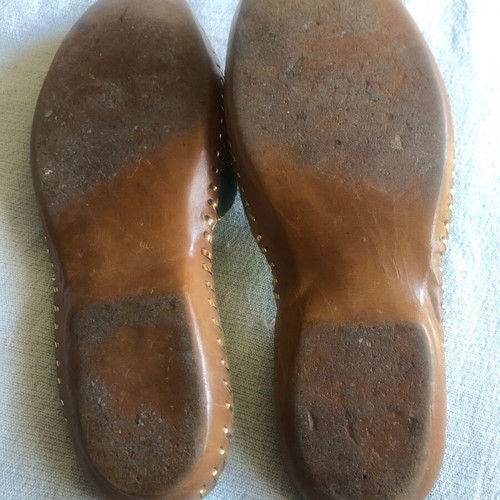 Turkish Pasoumakia slippers used, size 37, green fabric