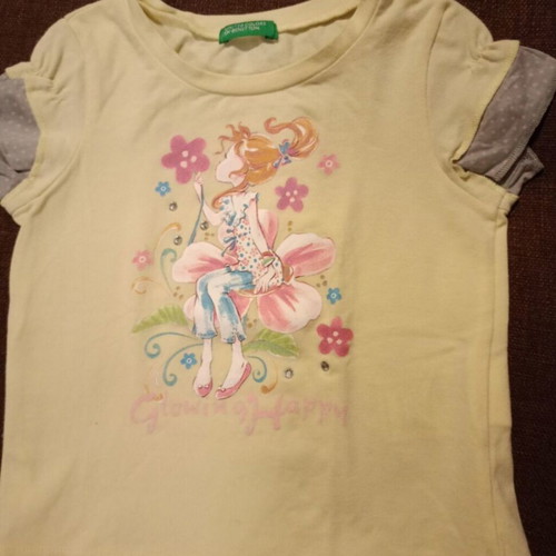 Benetton Glowing Happy yellow baby t-shirt like new 9-12 months