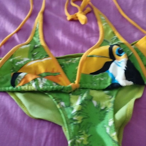Tropical Bikini Swimwear with Toucan Print, New, Size M