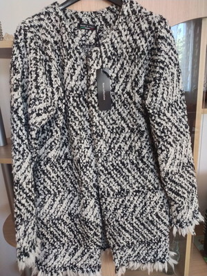 Italian boucle coat cardigan new, black and white, size M/L