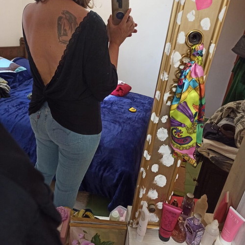 Black backless top size L, viscose