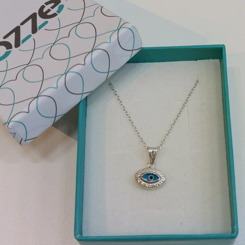 Silver necklace with evil eye new