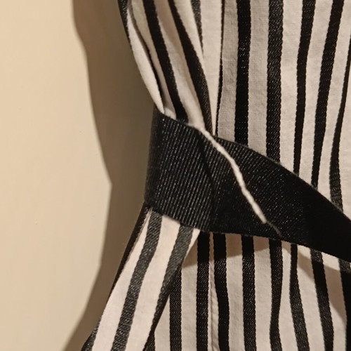 Zara Basic striped women's shirt M with belt like new black and white