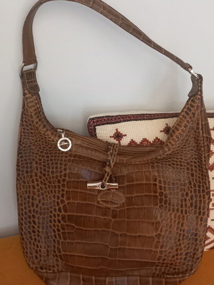 Longchamp καφέ δερμάτινη τσάντα ώμου σαν καινούργιο