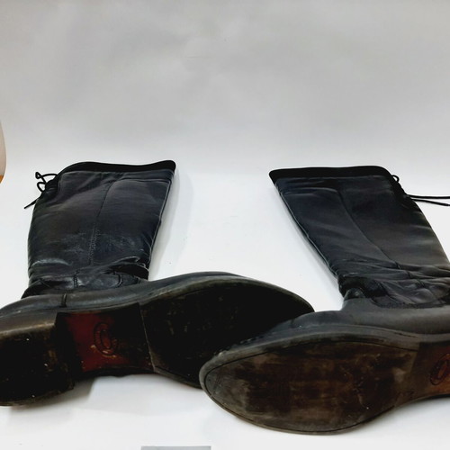 Black leather and suede boots with warm fleece lining, US 8 EU 39