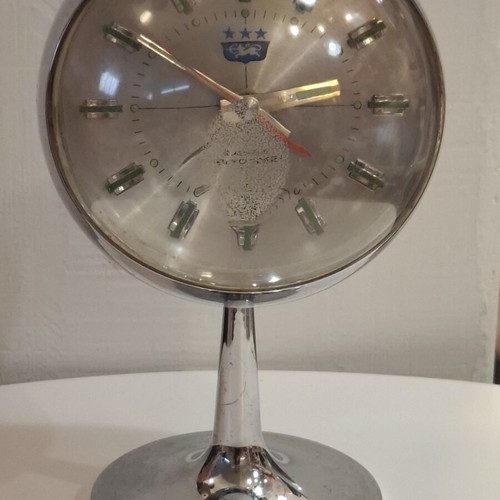 70's Tokyo Tokei manual wind-up alarm clock used, space age retro
