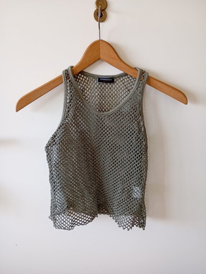 Khaki Cotton Mesh Top like new, size S