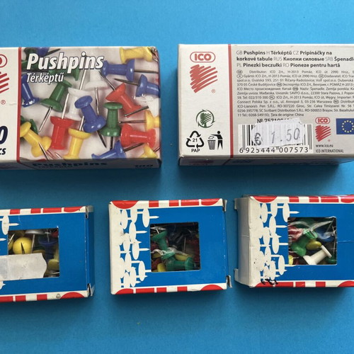 Stationery items new, set of 23 pieces including pushpins and staples