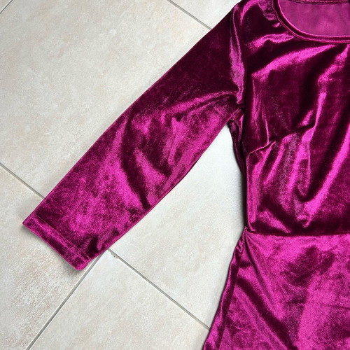 Magenta velvet dress, long sleeve, size XL, party wear