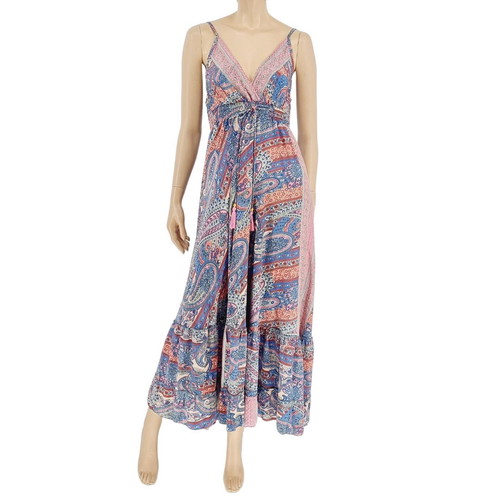 Long silk dress one size multicolor, new Double Six