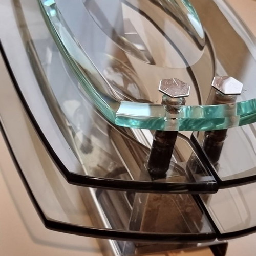 Mid-Century Wall Lamp in Tinted Glass and Chrome by Max Ingrand for Fontana Arte used, 1960s