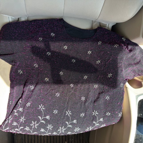 Purple blouse with white flower pattern, XL