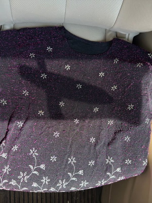 Purple blouse with white flower pattern, XL