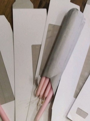 Pink Unadorned Candles 9pcs with White Embossed Paper Boxes 6pcs New