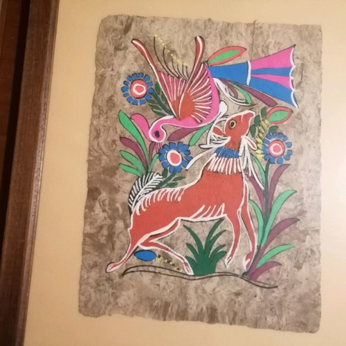 Fantastic paintings with vivid colors new, wooden walnut frame