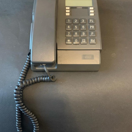 Wired phone used, gray, with non-working screen
