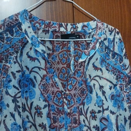 Andrea Caftan Shirt One Size New, Blue