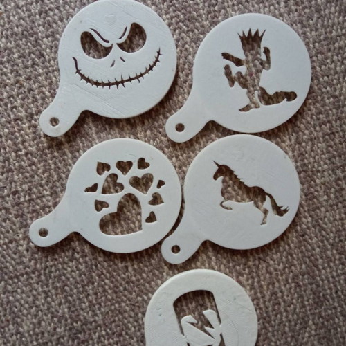 3D Printed Coffee Stencil Set PLA Material