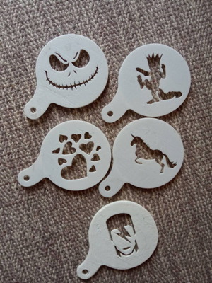 3D Printed Coffee Stencil Set PLA Material