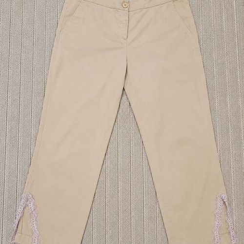 Access Fashion Beige Pants with Lace Details Size M