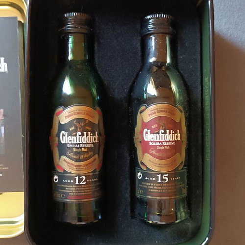 Glenfiddich miniature set used, 12 and 15 years old