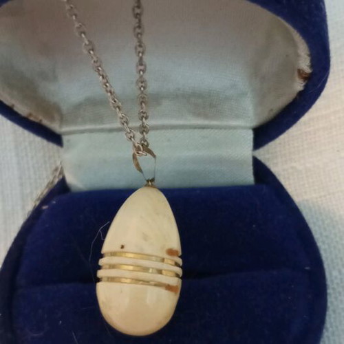 Silver necklace 925 teardrop pendant used with gold-plated details vintage
