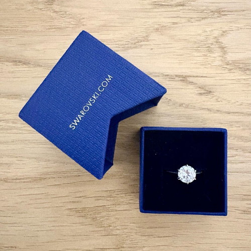 Swarovski ring crystal and silver 925 new, gray, size 17.5