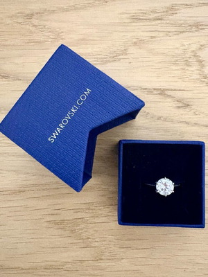 Swarovski ring crystal and silver 925 new, gray, size 17.5