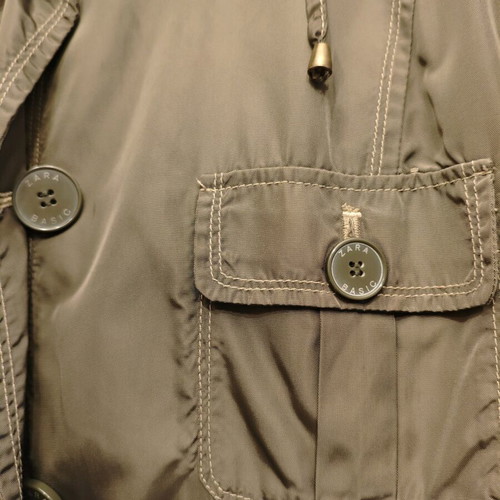 Zara windbreaker jacket used, green, with belt