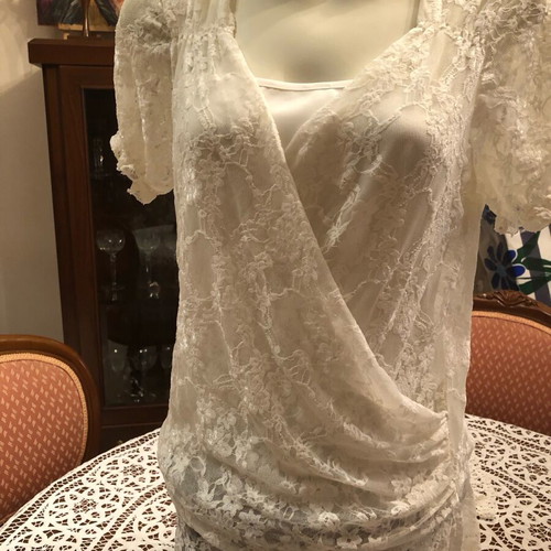 Lace Cross-Over Top Access white new, sizes L XL