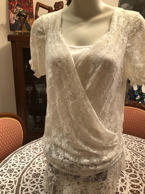 Lace Cross-Over Top Access white new, sizes L XL