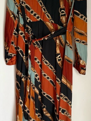ZARA midi satin dress like new, multicolor, size L