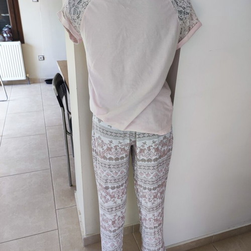 Pajama set used, size Small, soft breathable cotton fabric, pink