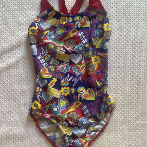 Speedo Digital Allover Splashback Girls' Swimsuit used, size 7-8 years