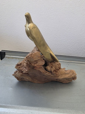 Bronze sculpture on wood used, unsigned