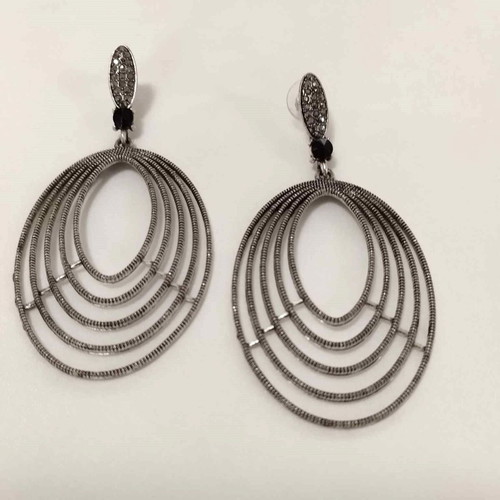Vintage style oval earrings silver antique color new