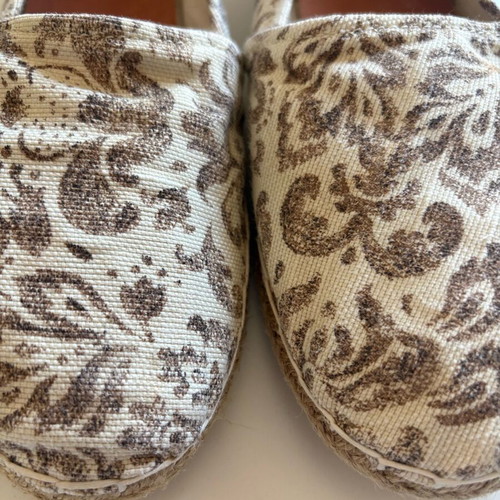 Dots handmade espadrilles used, size 38, beige multicolor