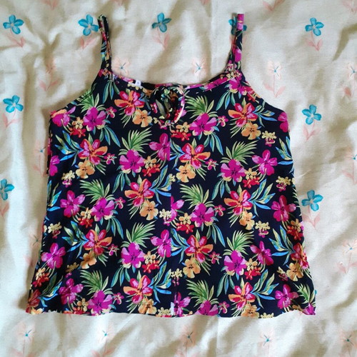 Peacocks summer blouse like new, black with floral design, size 8
