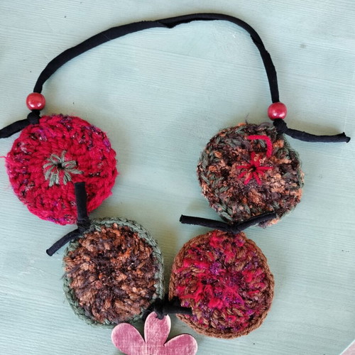 Handmade boho knitted necklace
