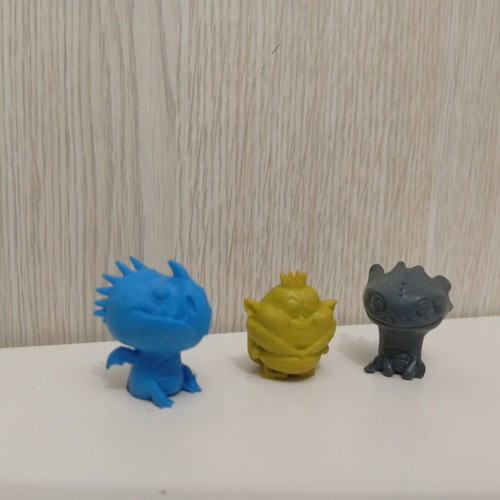 Dreamworks Rubbiz Eurospin Figures Set used, How To Train Your Dragon and Trolls