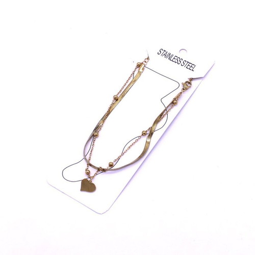 Double Anklet with Heart Stainless Steel new