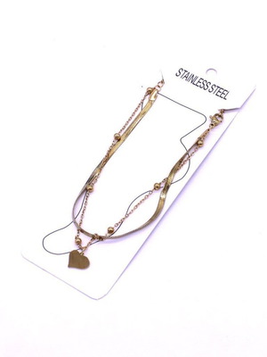 Double Anklet with Heart Stainless Steel new